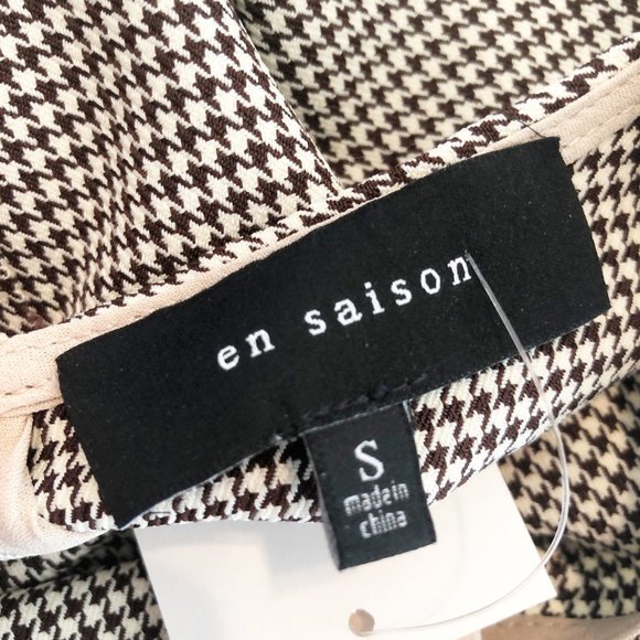 NWT Anthropologie Houndstooth Pleated Puff Sleeve Cottagecore Preppy Midi Dress - Picture 6 of 10